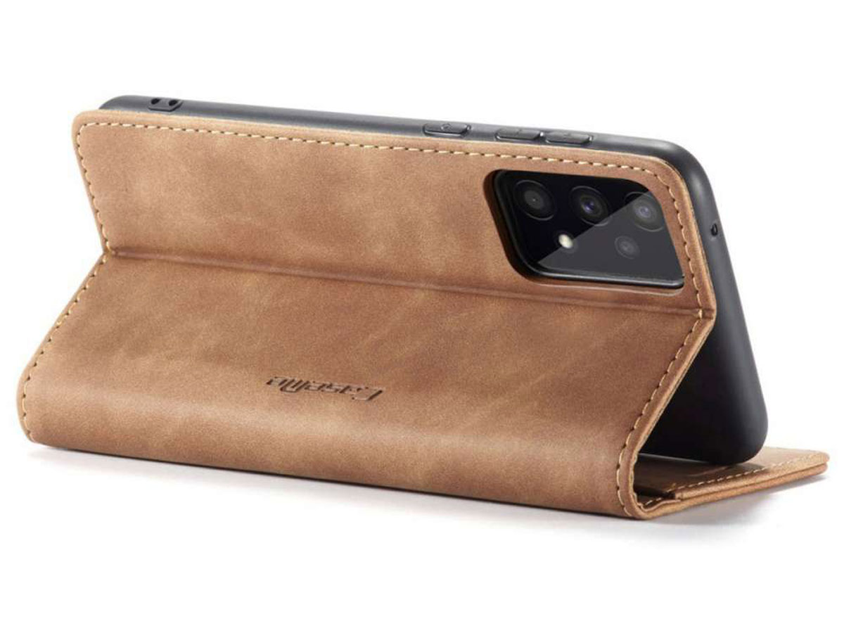 CaseMe Vintage BookCase Tan - Samsung Galaxy A33 hoesje