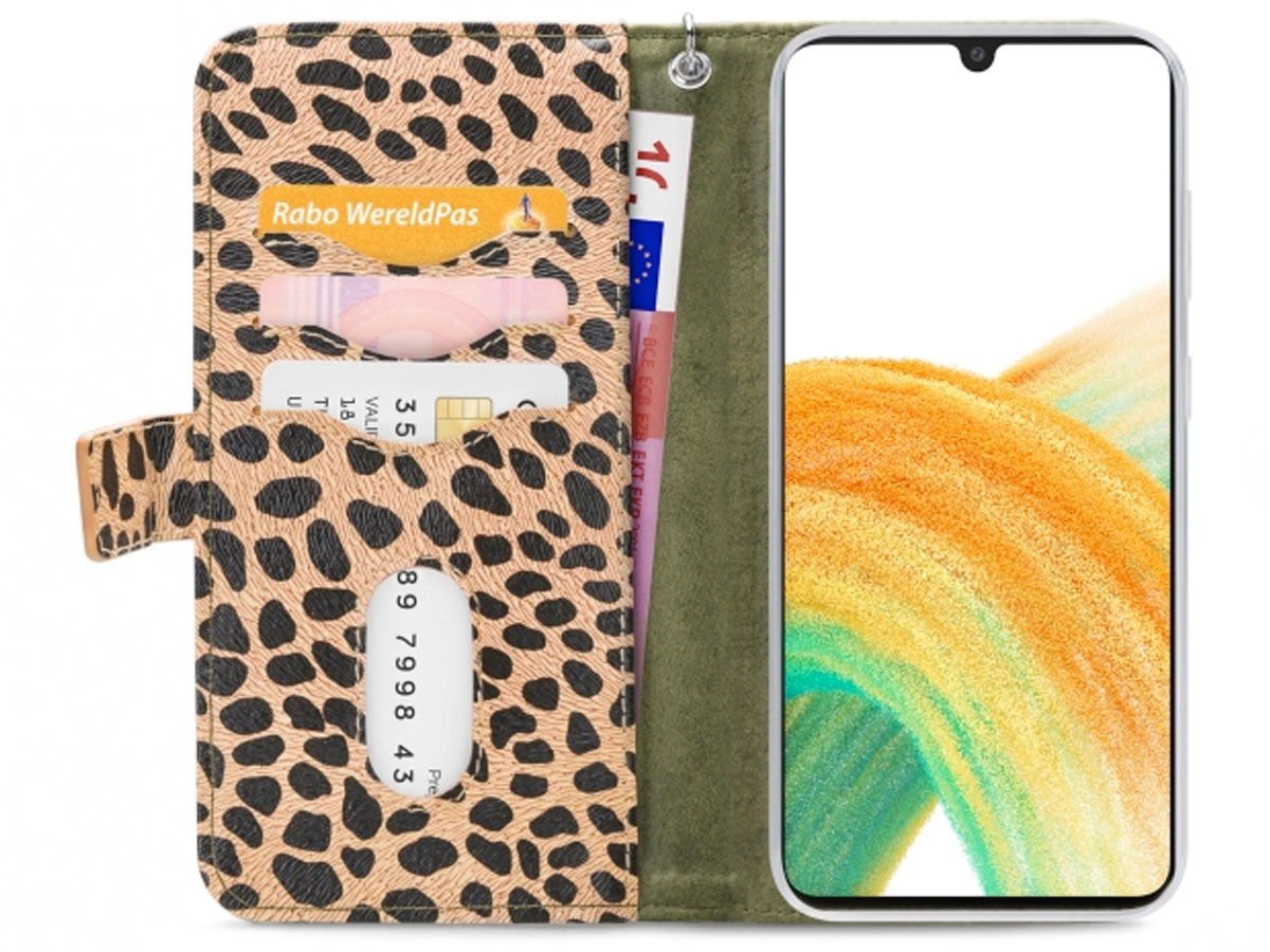 Mobilize 2in1 Zipper Case Green Leopard - Samsung Galaxy A33 hoesje