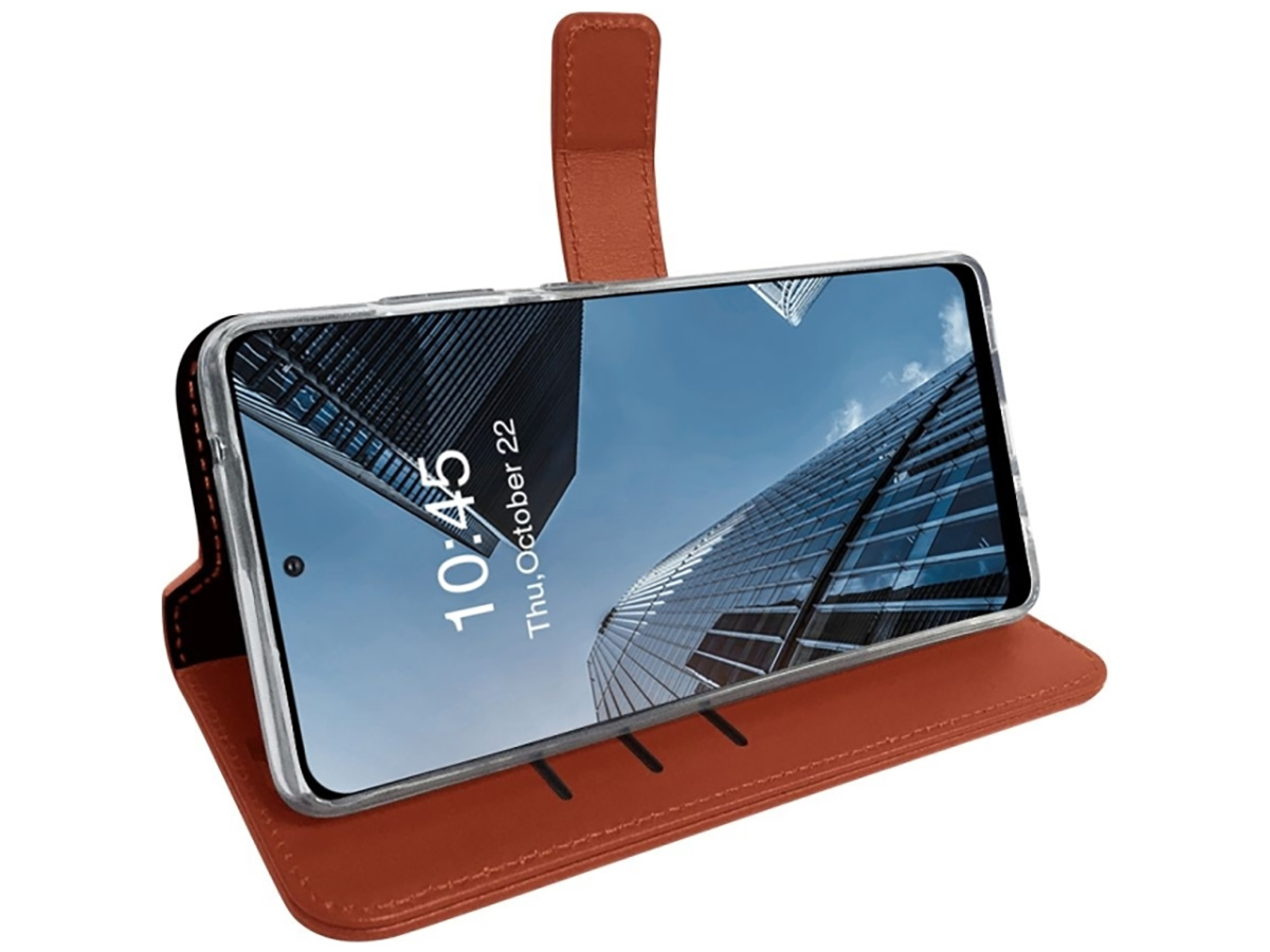 Valenta Leather Bookcase Bruin - Samsung Galaxy A33 hoesje