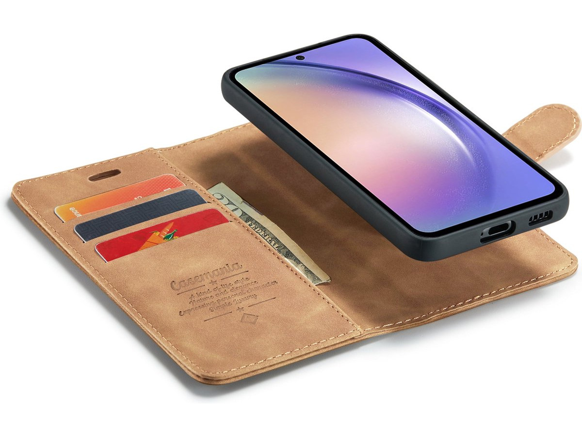 CaseMe 2in1 Magnetic Bookcase Cognac - Samsung Galaxy A34 Hoesje