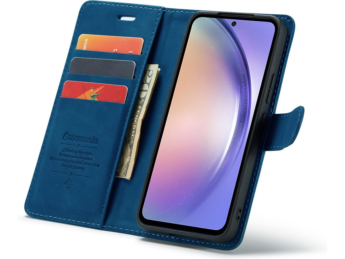 CaseMe 2in1 Magnetic Bookcase Donkerblauw - Samsung Galaxy A34 Hoesje