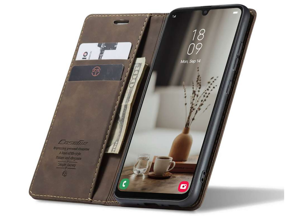 CaseMania Vintage Slim Bookcase Bruin - Samsung Galaxy A34 hoesje