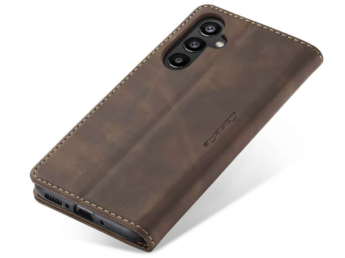 CaseMania Vintage Slim Bookcase Bruin - Samsung Galaxy A34 hoesje