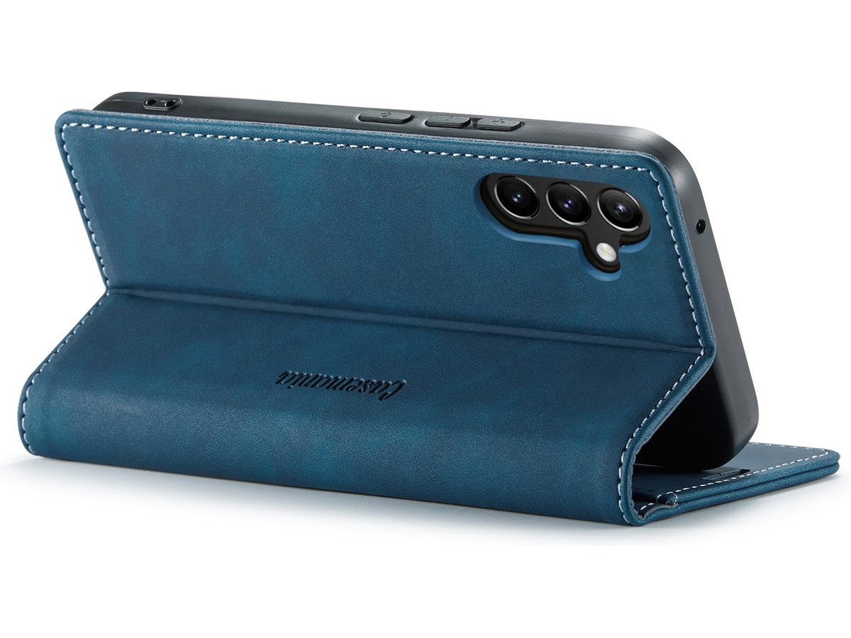 CaseMe Vintage BookCase Donkerblauw - Samsung Galaxy A34 hoesje
