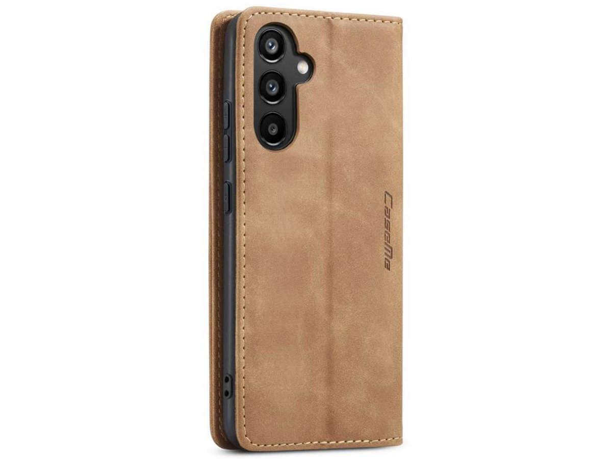 CaseMe Vintage BookCase Tan - Samsung Galaxy A34 hoesje