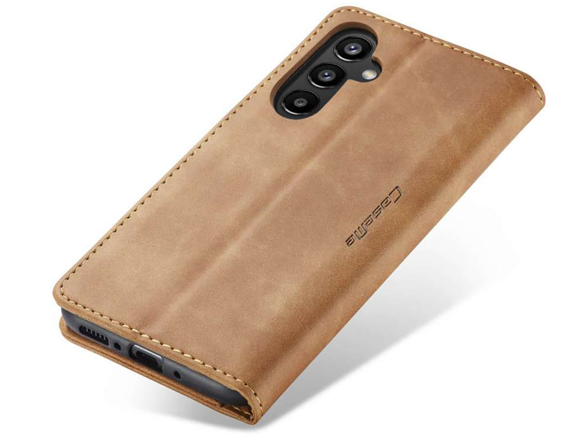 CaseMania Vintage Slim Bookcase Tan - Samsung Galaxy A34 hoesje