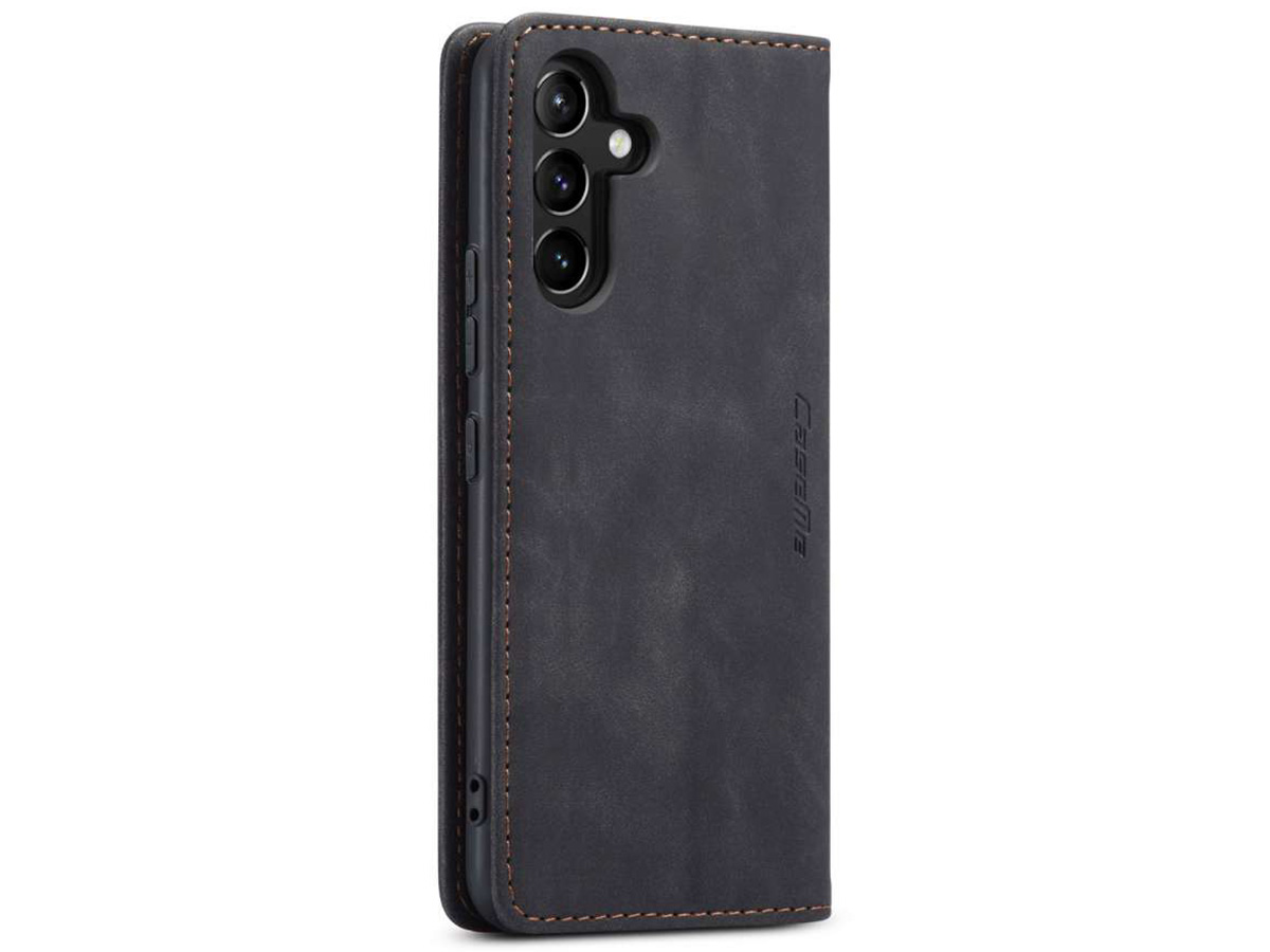 CaseMania Vintage Slim Bookcase Zwart - Samsung Galaxy A34 hoesje