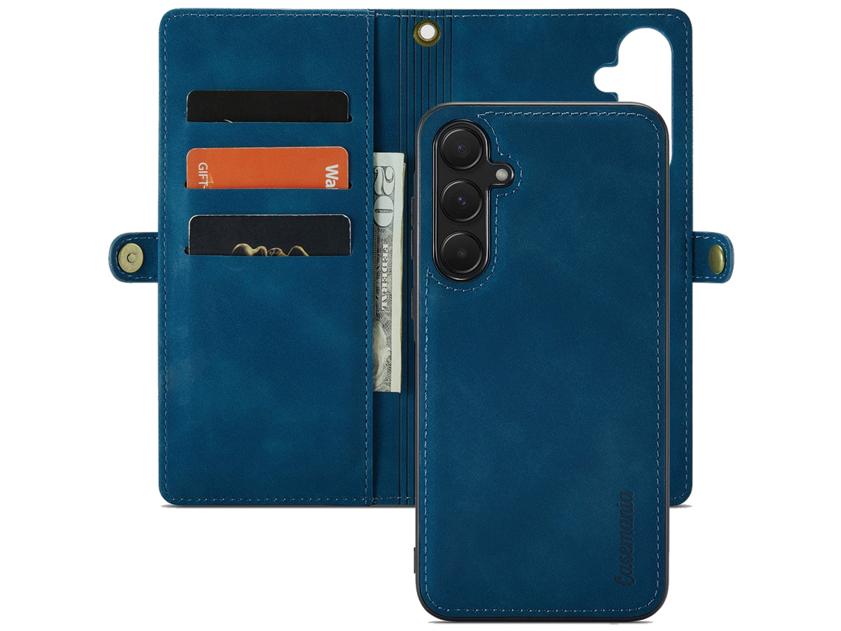 CaseMania 2in1 Wallet Ritsvak Case Donkerblauw - Samsung Galaxy A36 Hoesje
