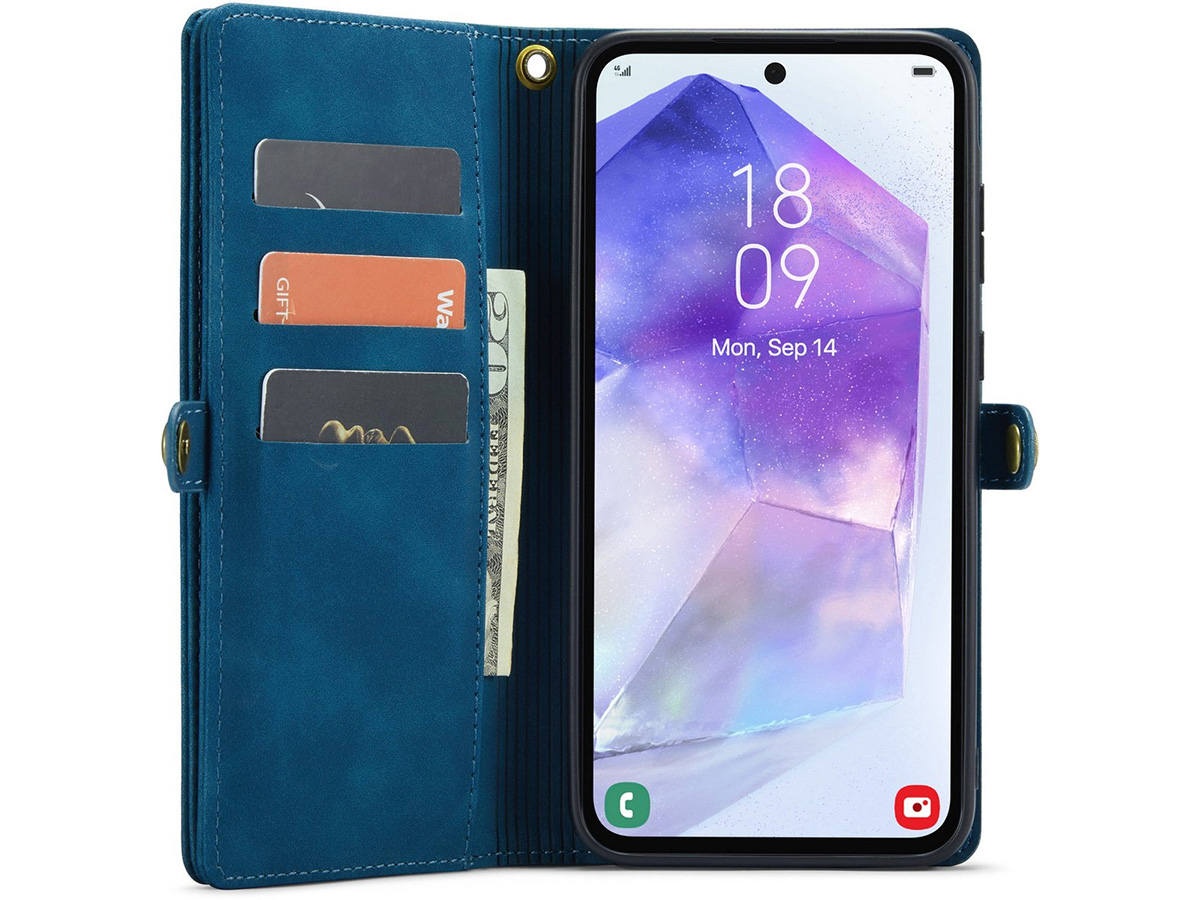 CaseMania 2in1 Wallet Ritsvak Case Donkerblauw - Samsung Galaxy A36 Hoesje