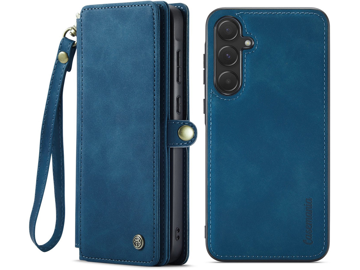 CaseMania 2in1 Wallet Ritsvak Case Donkerblauw - Samsung Galaxy A36 Hoesje