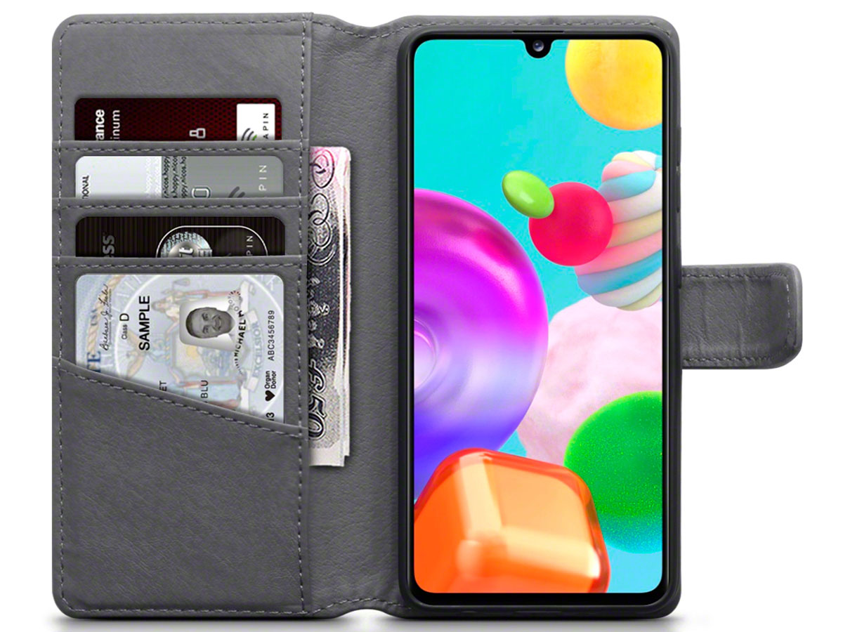 CaseBoutique Wallet Case Grijs Leer - Samsung Galaxy A41 hoesje