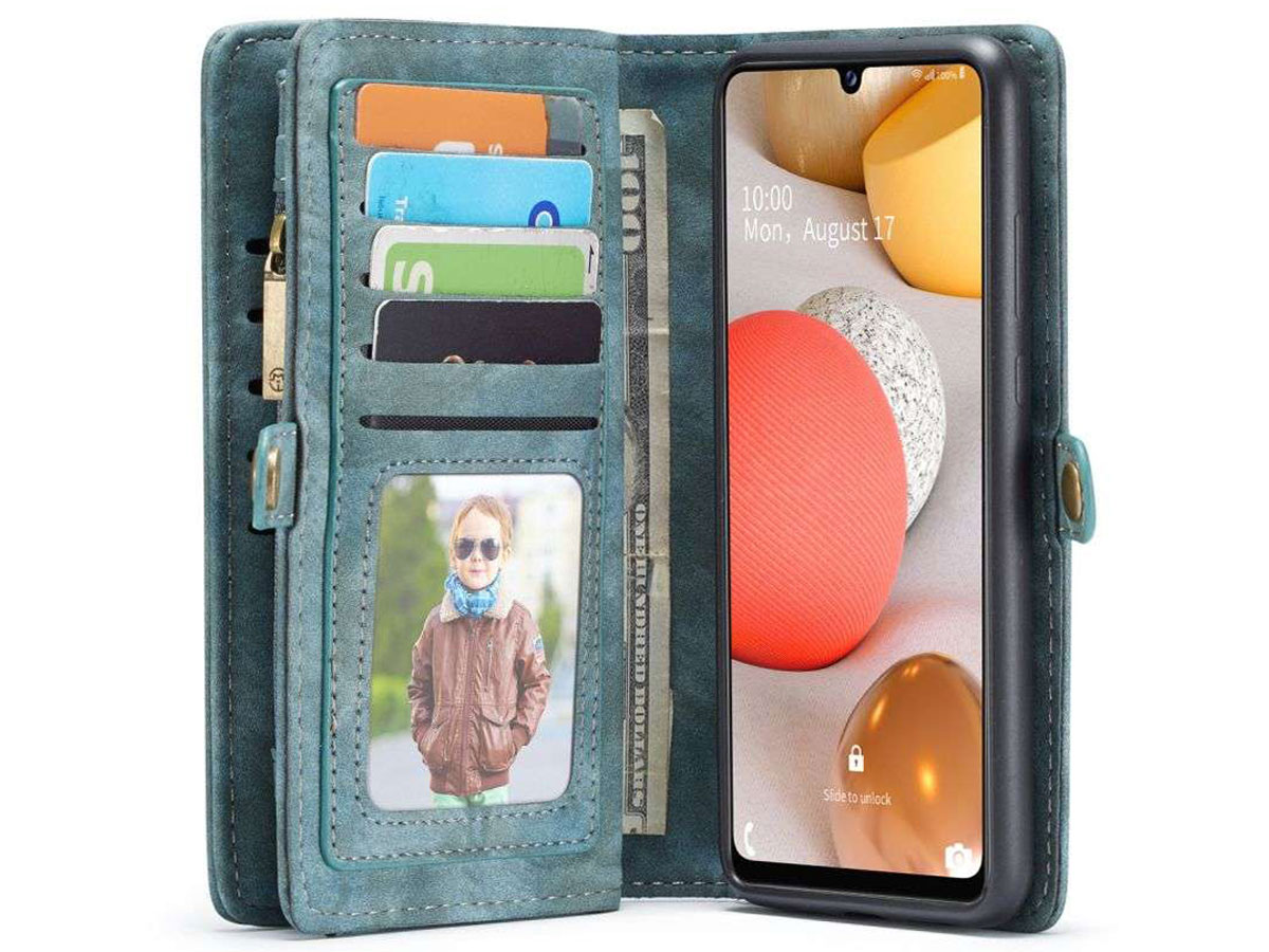 CaseMe 2in1 Wallet Ritsvak Case Blauw - Samsung Galaxy A42 5G Hoesje