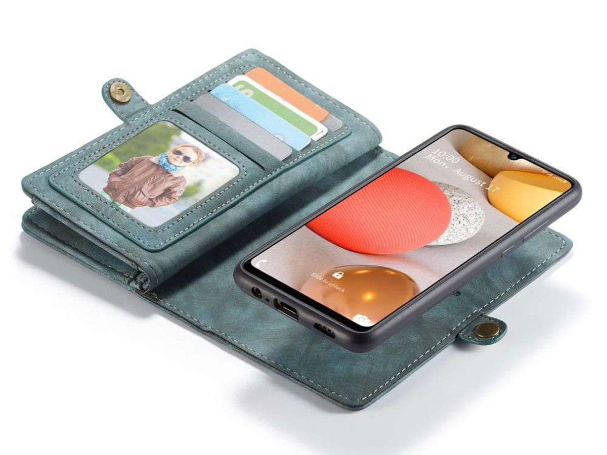 CaseMe 2in1 Wallet Ritsvak Case Blauw - Samsung Galaxy A42 5G Hoesje