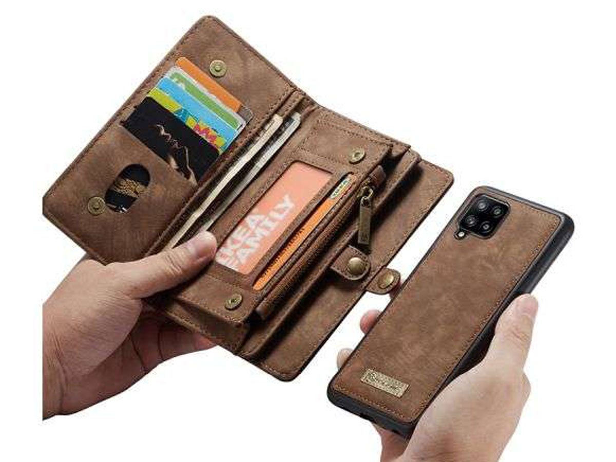 CaseMe 2in1 Wallet Ritsvak Case Bruin - Samsung Galaxy A42 5G Hoesje