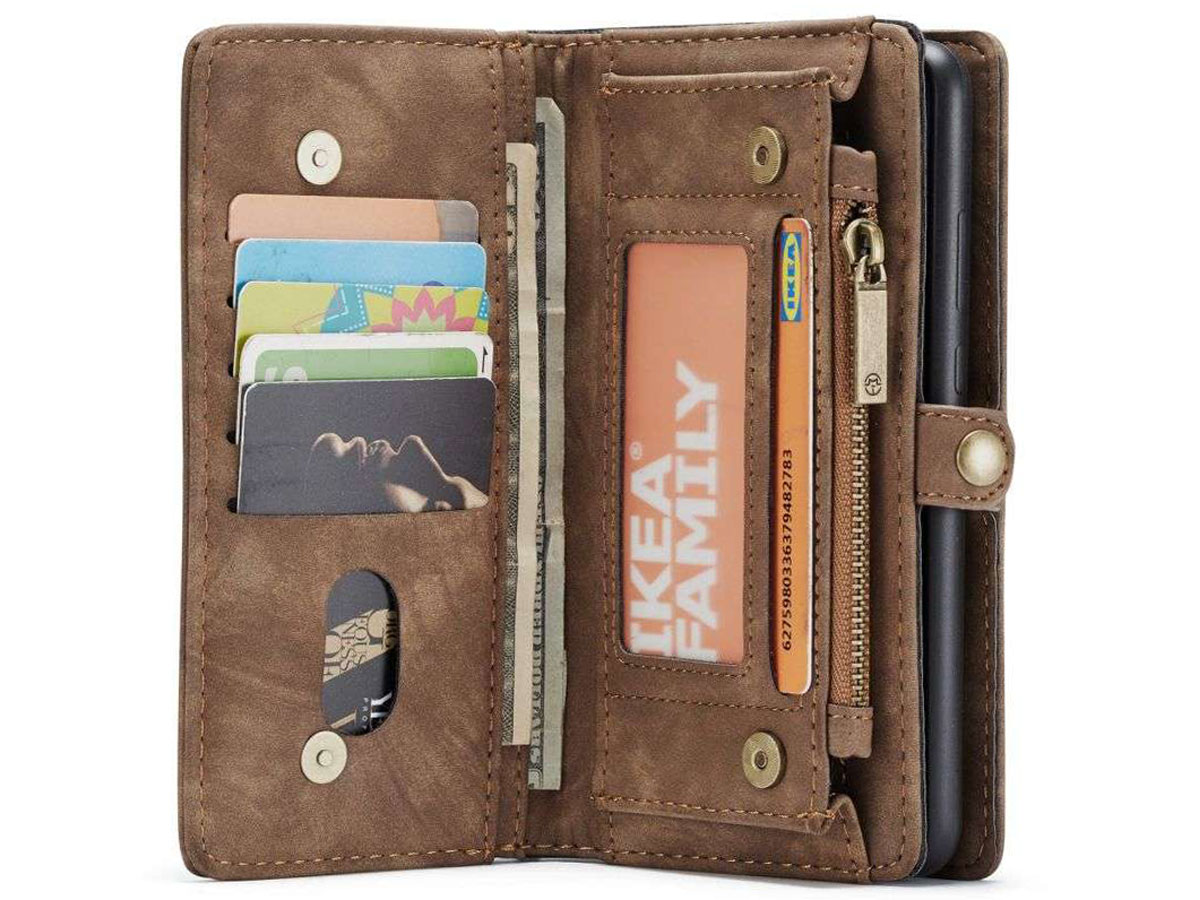 CaseMe 2in1 Wallet Ritsvak Case Bruin - Samsung Galaxy A42 5G Hoesje