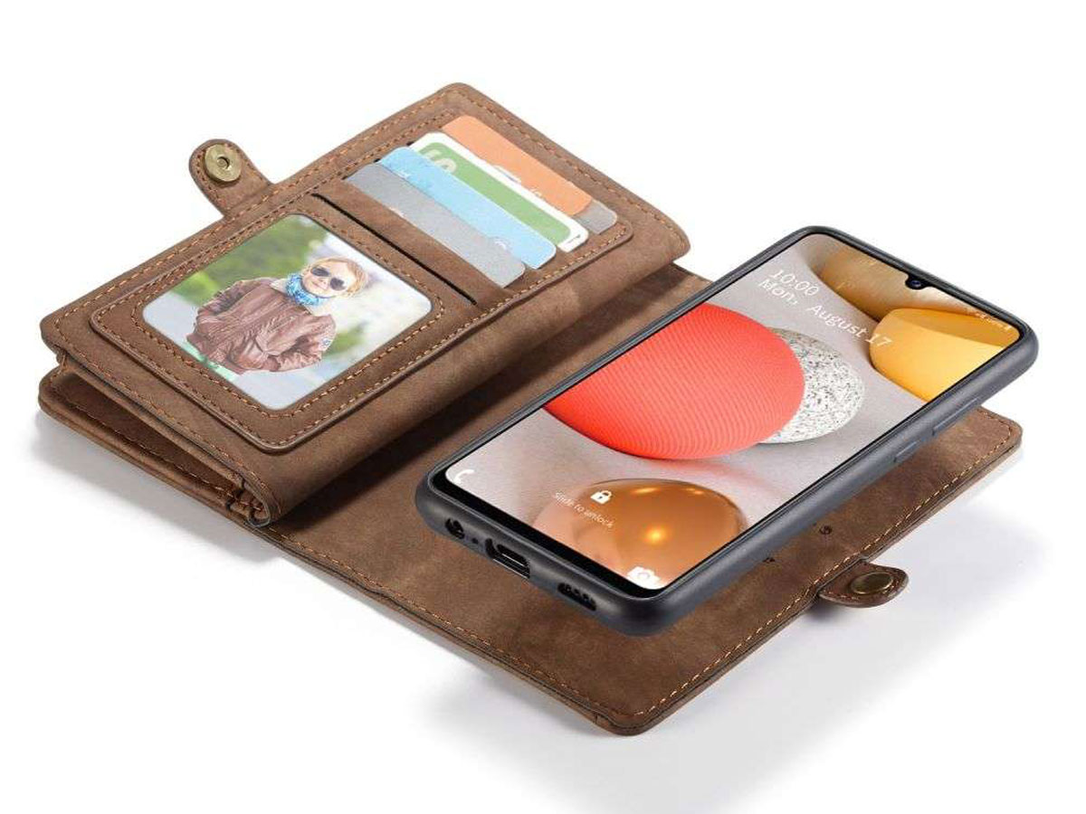 CaseMe 2in1 Wallet Ritsvak Case Bruin - Samsung Galaxy A42 5G Hoesje