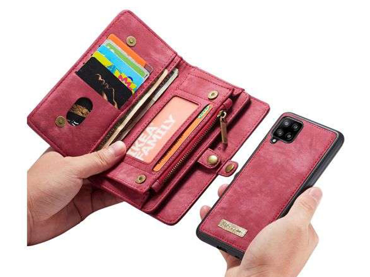 CaseMe 2in1 Wallet Ritsvak Case Rood - Samsung Galaxy A42 5G Hoesje