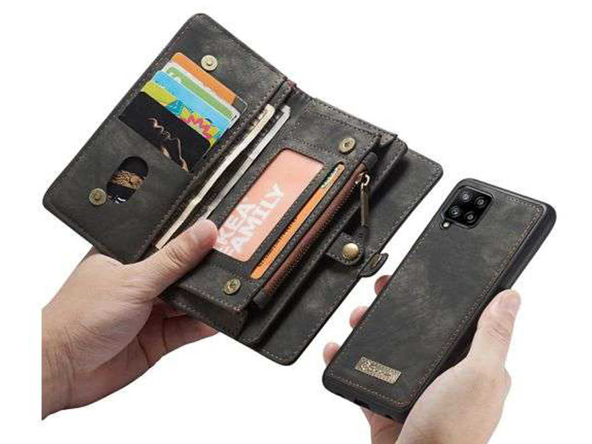 CaseMe 2in1 Wallet Ritsvak Case Zwart - Samsung Galaxy A42 5G Hoesje