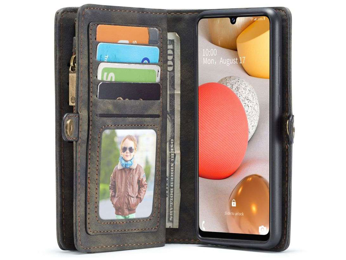 CaseMe 2in1 Wallet Ritsvak Case Zwart - Samsung Galaxy A42 5G Hoesje