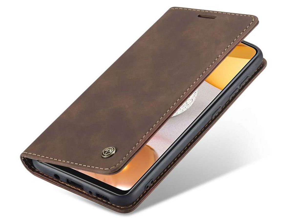 CaseMe Vintage BookCase Bruin - Samsung Galaxy A42 hoesje