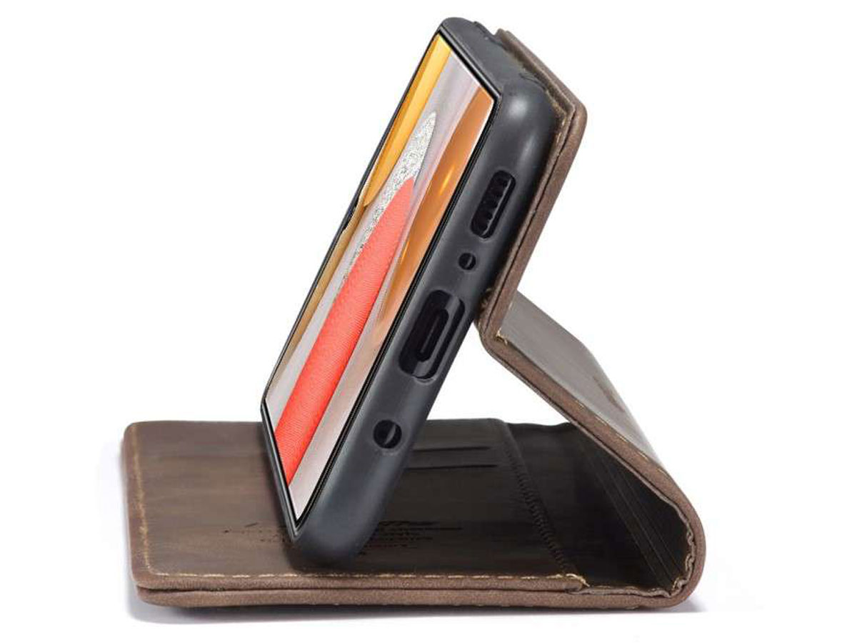 CaseMe Vintage BookCase Bruin - Samsung Galaxy A42 hoesje