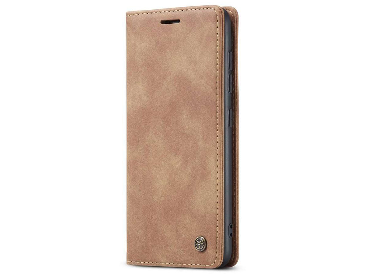 CaseMe Vintage BookCase Tan - Samsung Galaxy A42 hoesje