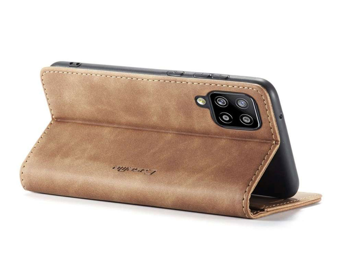 CaseMe Vintage BookCase Tan - Samsung Galaxy A42 hoesje