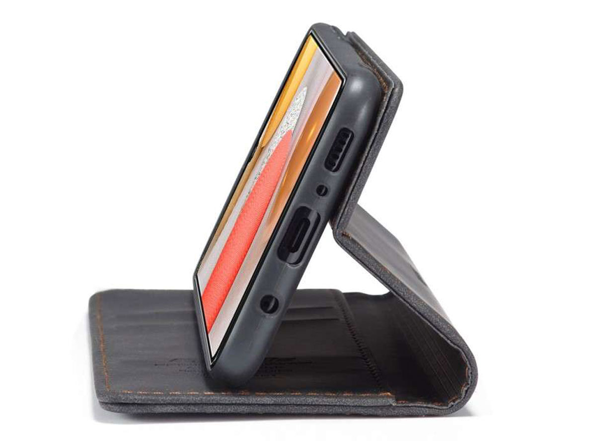 CaseMe Vintage BookCase Zwart - Samsung Galaxy A42 hoesje