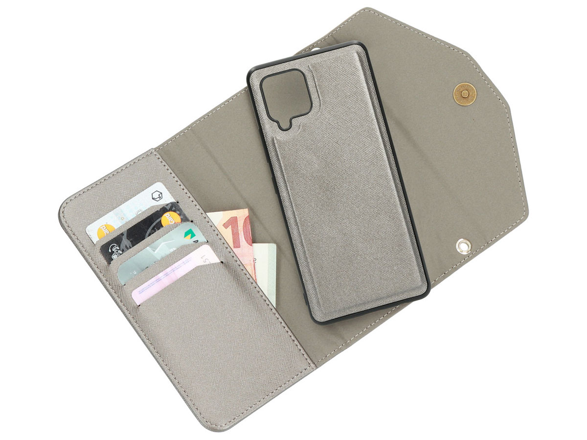 Casetastic Saffiano 2in1 Clutch Case Zilver - Samsung Galaxy A42 hoesje