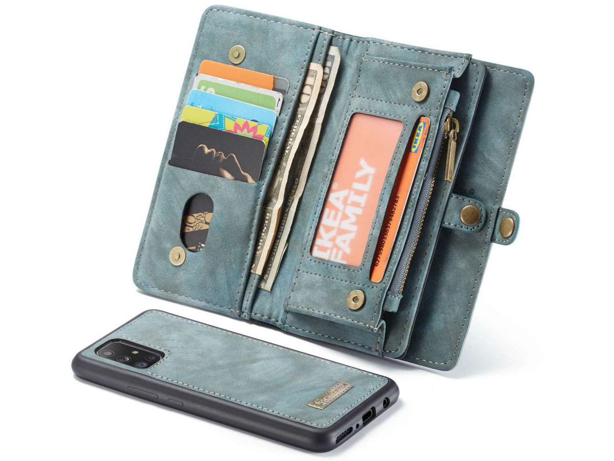 CaseMe 2in1 Wallet Ritsvak Case Blauw - Samsung Galaxy A51 Hoesje