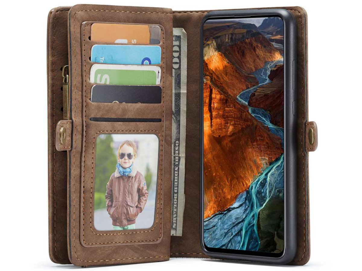 CaseMe 2in1 Wallet Ritsvak Case Bruin - Samsung Galaxy A51 Hoesje