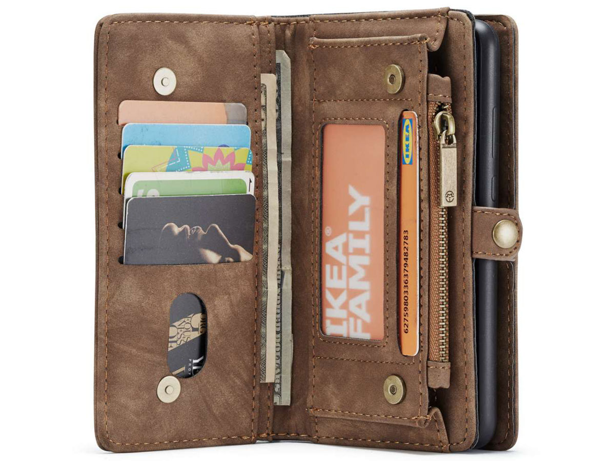 CaseMe 2in1 Wallet Ritsvak Case Bruin - Samsung Galaxy A51 Hoesje