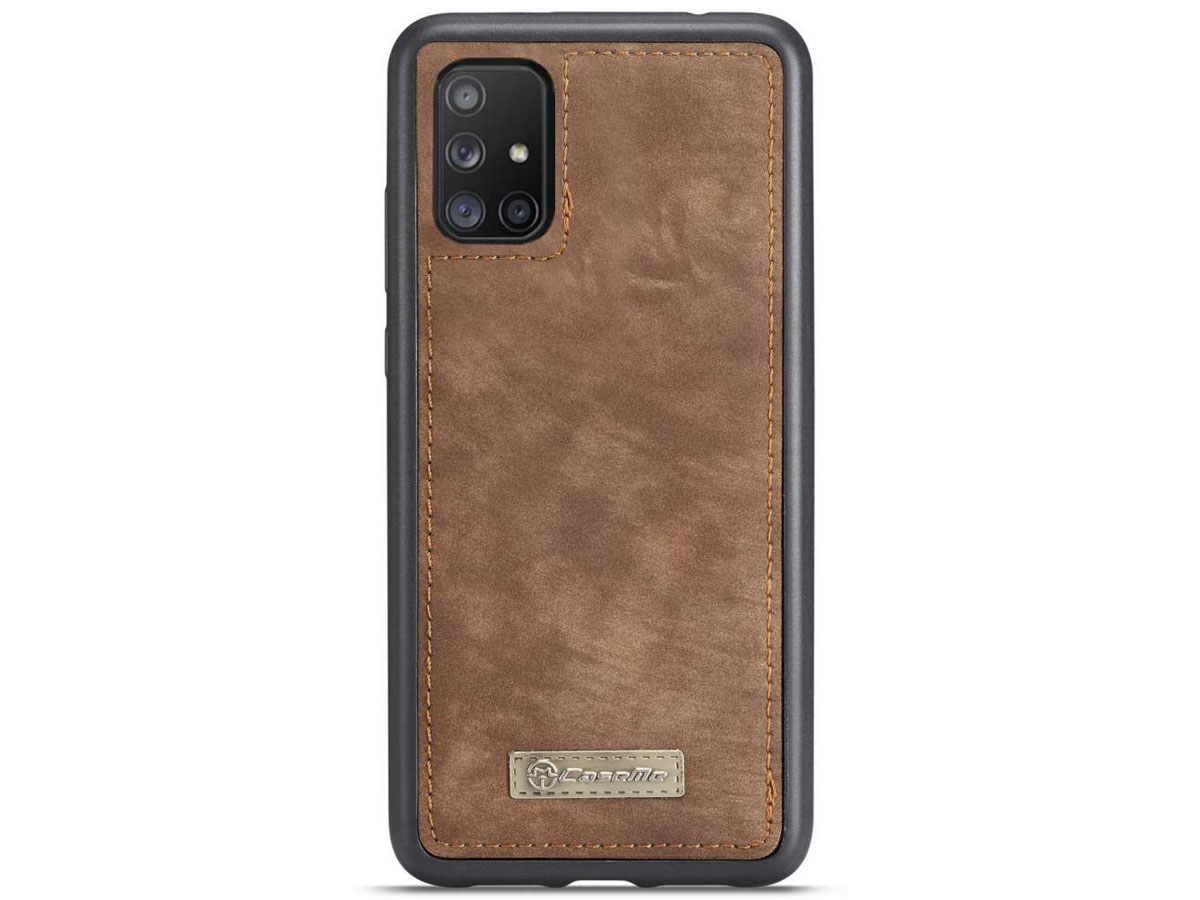 CaseMe 2in1 Wallet Ritsvak Case Bruin - Samsung Galaxy A51 Hoesje
