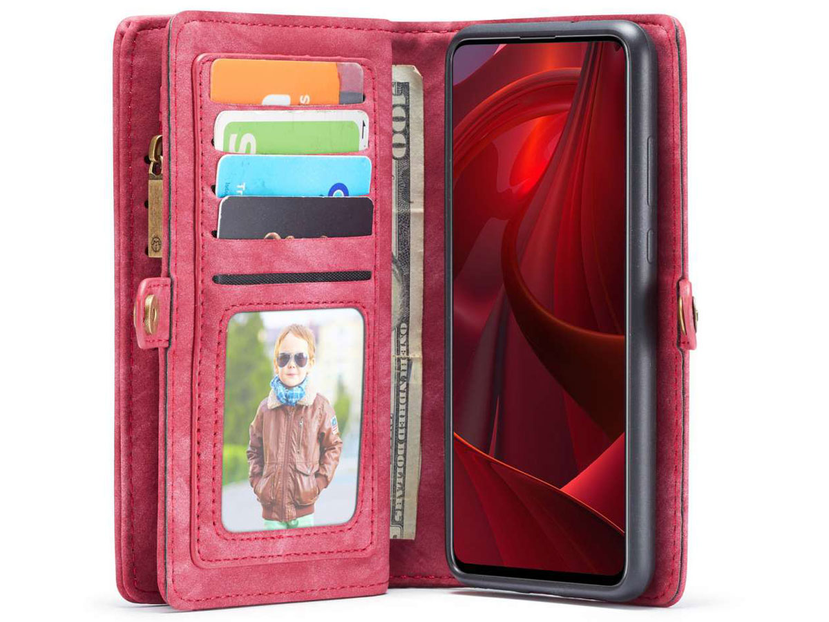 CaseMe 2in1 Wallet Ritsvak Case Rood - Samsung Galaxy A51 Hoesje