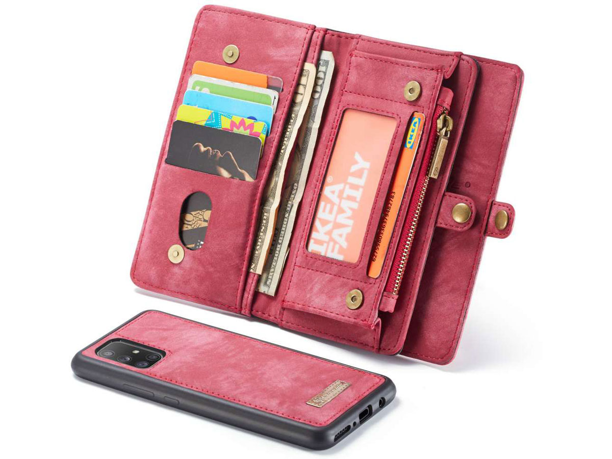 CaseMe 2in1 Wallet Ritsvak Case Rood - Samsung Galaxy A51 Hoesje