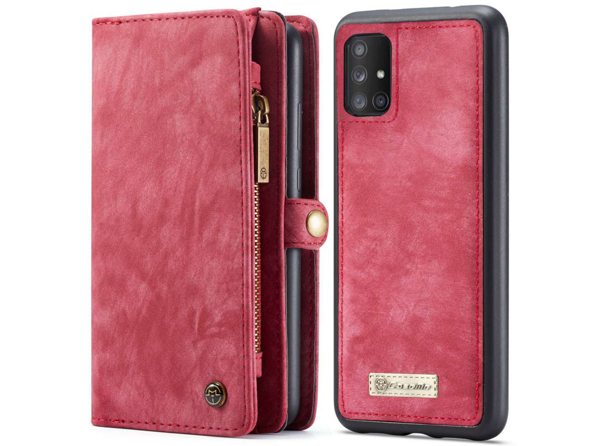 CaseMe 2in1 Wallet Ritsvak Case Rood - Samsung Galaxy A51 Hoesje