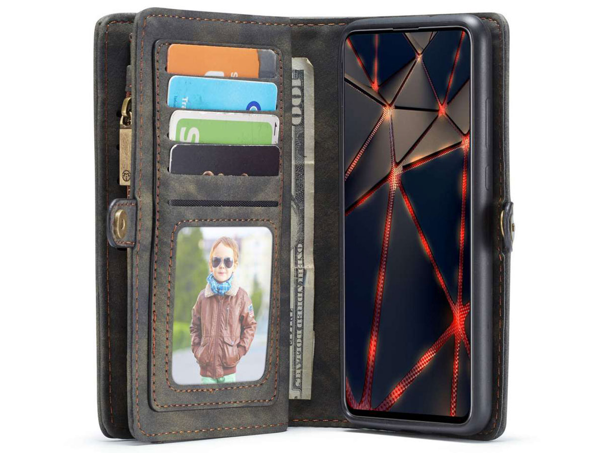 CaseMe 2in1 Wallet Ritsvak Case Zwart - Samsung Galaxy A51 Hoesje