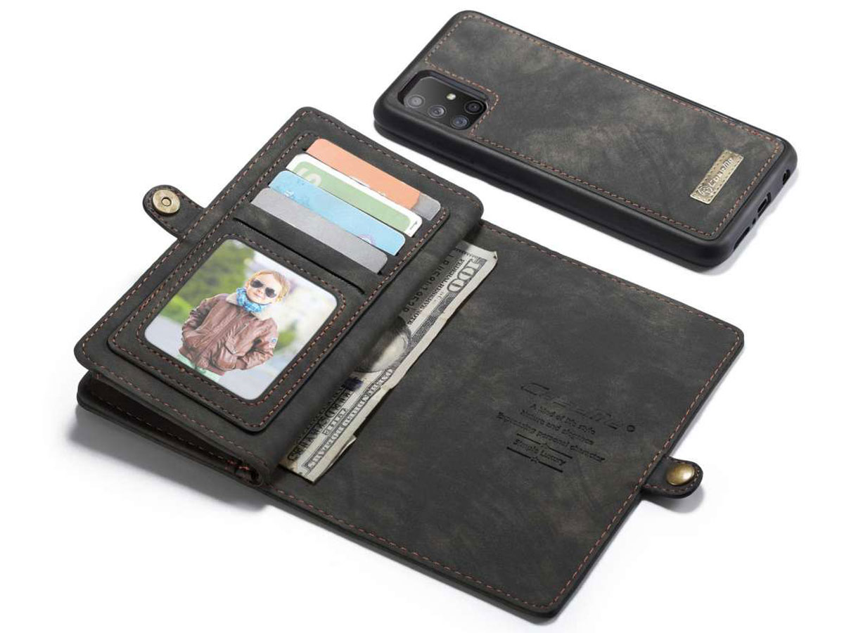 CaseMe 2in1 Wallet Ritsvak Case Zwart - Samsung Galaxy A51 Hoesje