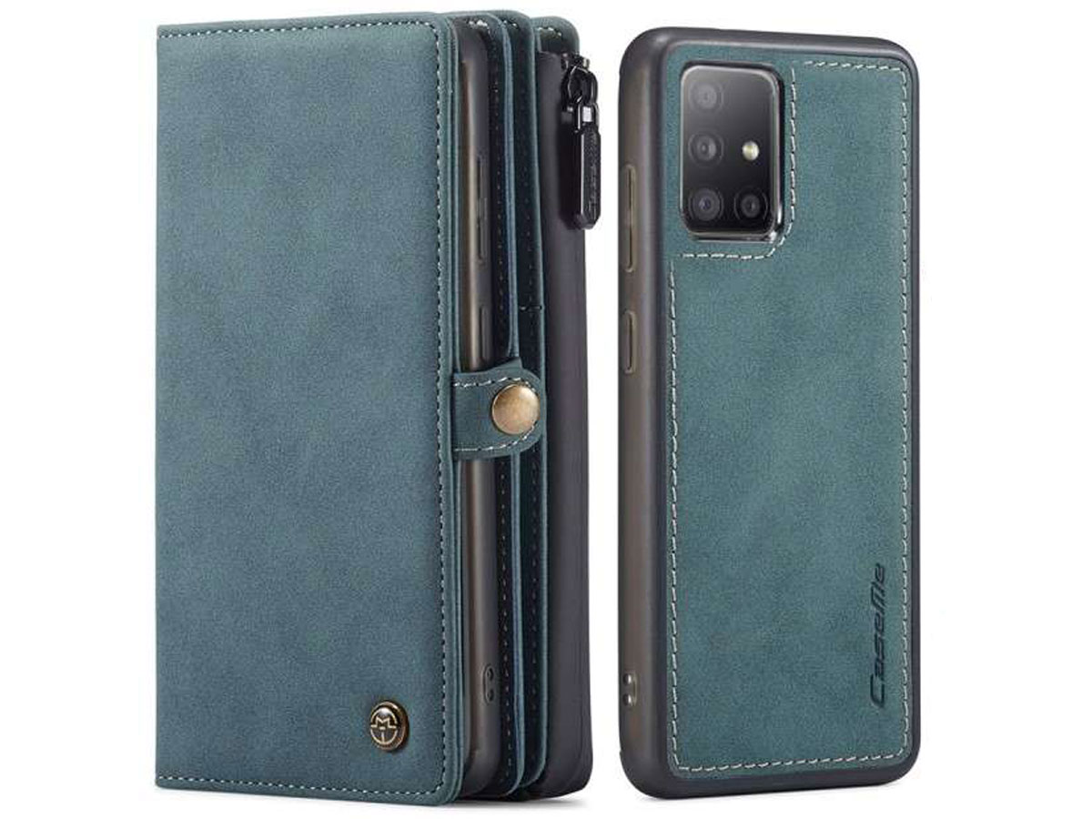 CaseMe Multi Wallet Ritsvak Case Blauw - Samsung Galaxy A51 Hoesje