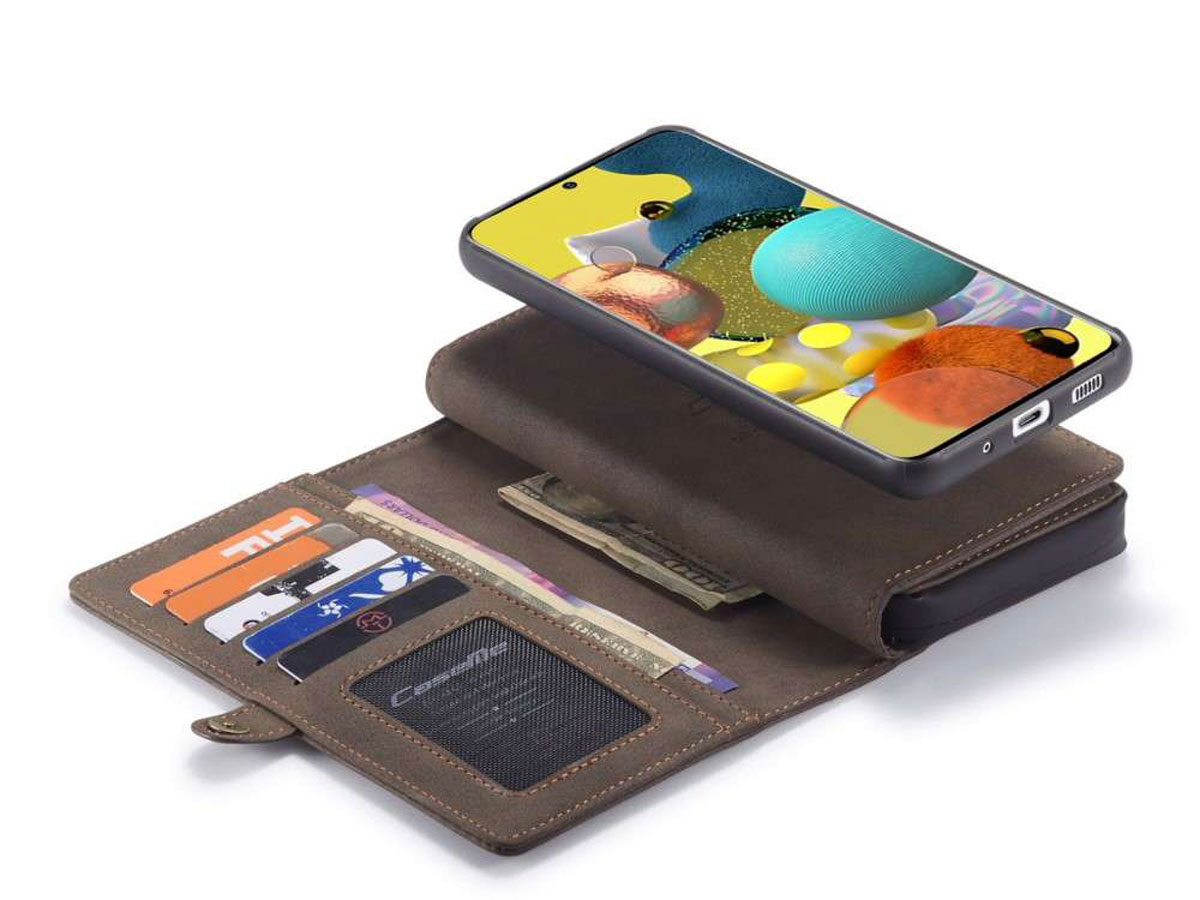 CaseMe Multi Wallet Ritsvak Case Bruin - Samsung Galaxy A51 Hoesje