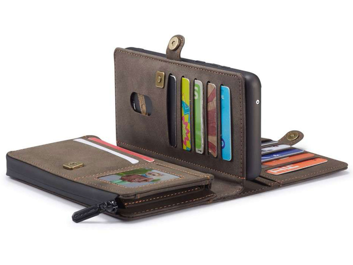 CaseMe Multi Wallet Ritsvak Case Bruin - Samsung Galaxy A51 Hoesje