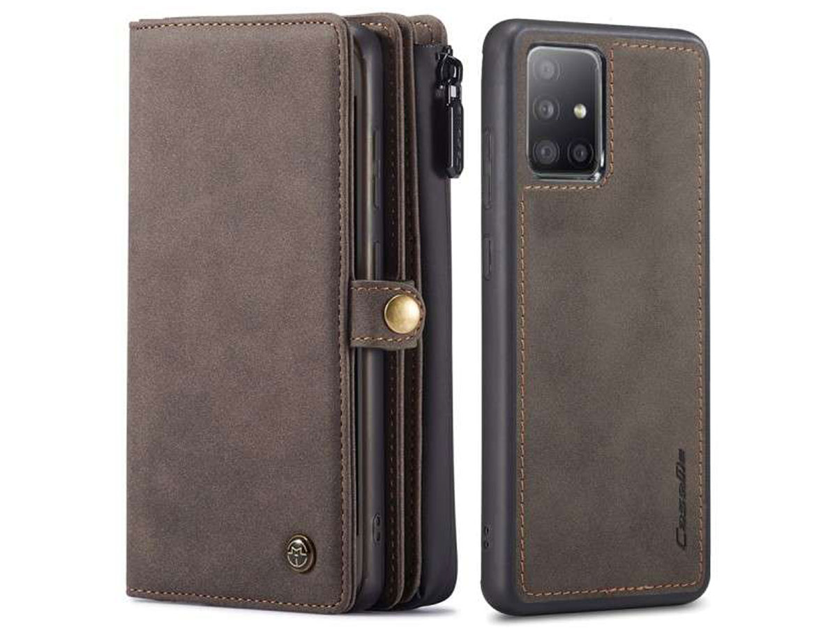 CaseMe Multi Wallet Ritsvak Case Bruin - Samsung Galaxy A51 Hoesje