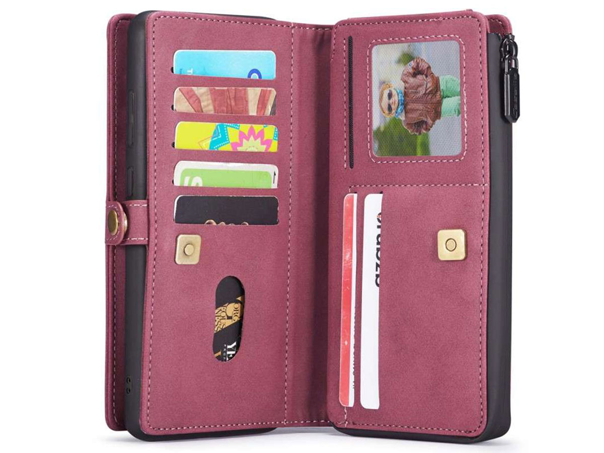 CaseMe Multi Wallet Ritsvak Case Rood - Samsung Galaxy A51 Hoesje