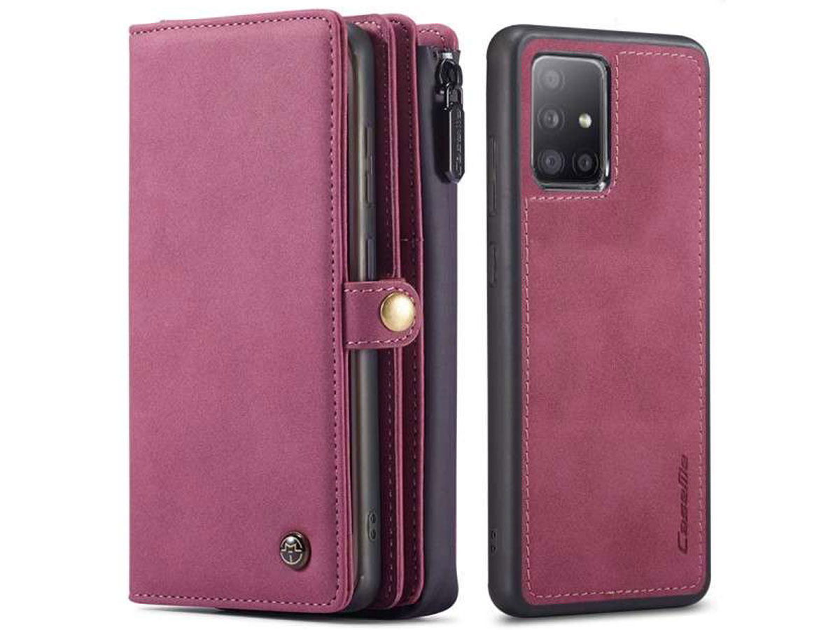 CaseMe Multi Wallet Ritsvak Case Rood - Samsung Galaxy A51 Hoesje