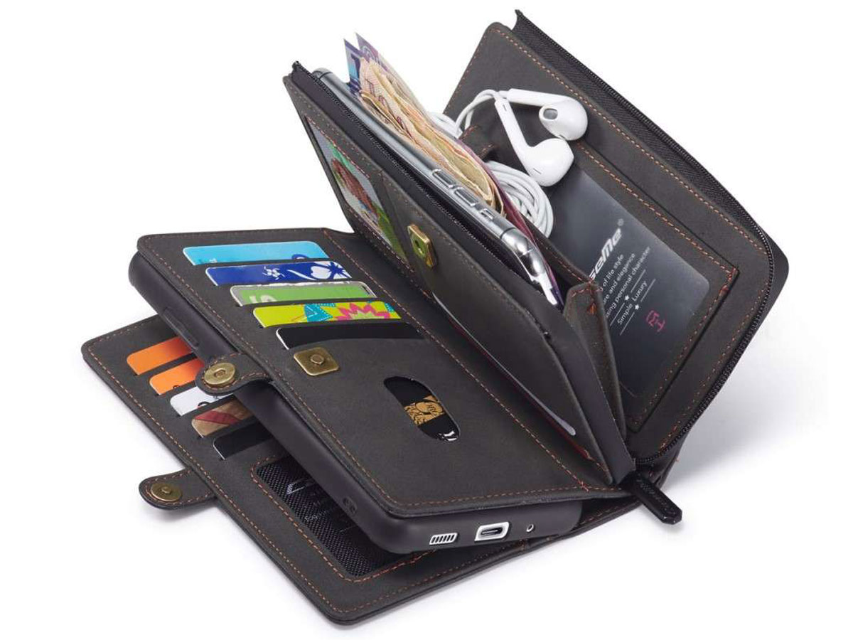 CaseMe Multi Wallet Ritsvak Case Zwart - Samsung Galaxy A51 Hoesje