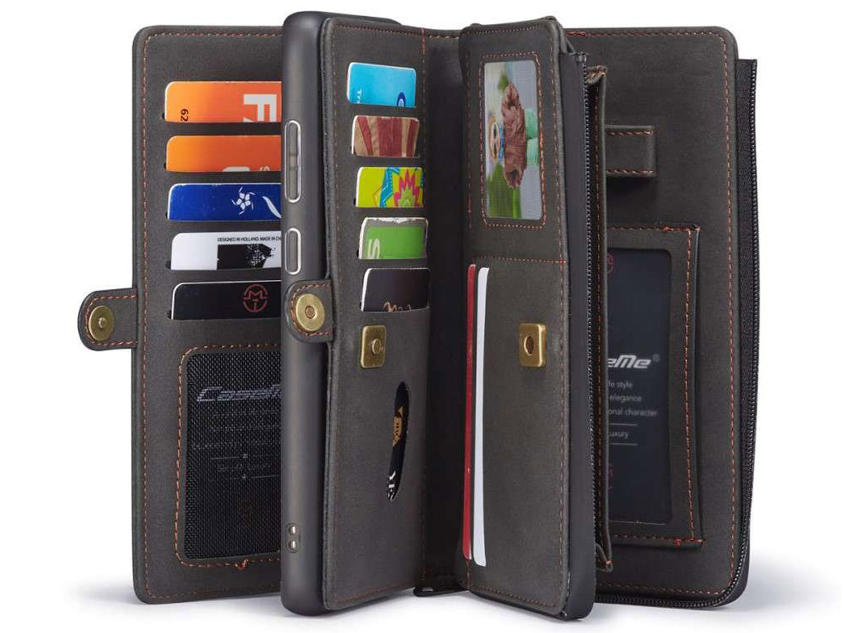 CaseMe Multi Wallet Ritsvak Case Zwart - Samsung Galaxy A51 Hoesje