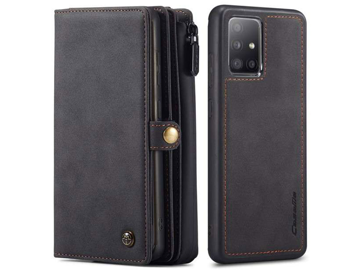 CaseMe Multi Wallet Ritsvak Case Zwart - Samsung Galaxy A51 Hoesje