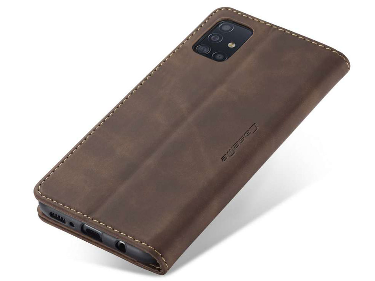 CaseMe Vintage BookCase Bruin - Samsung Galaxy A51 hoesje