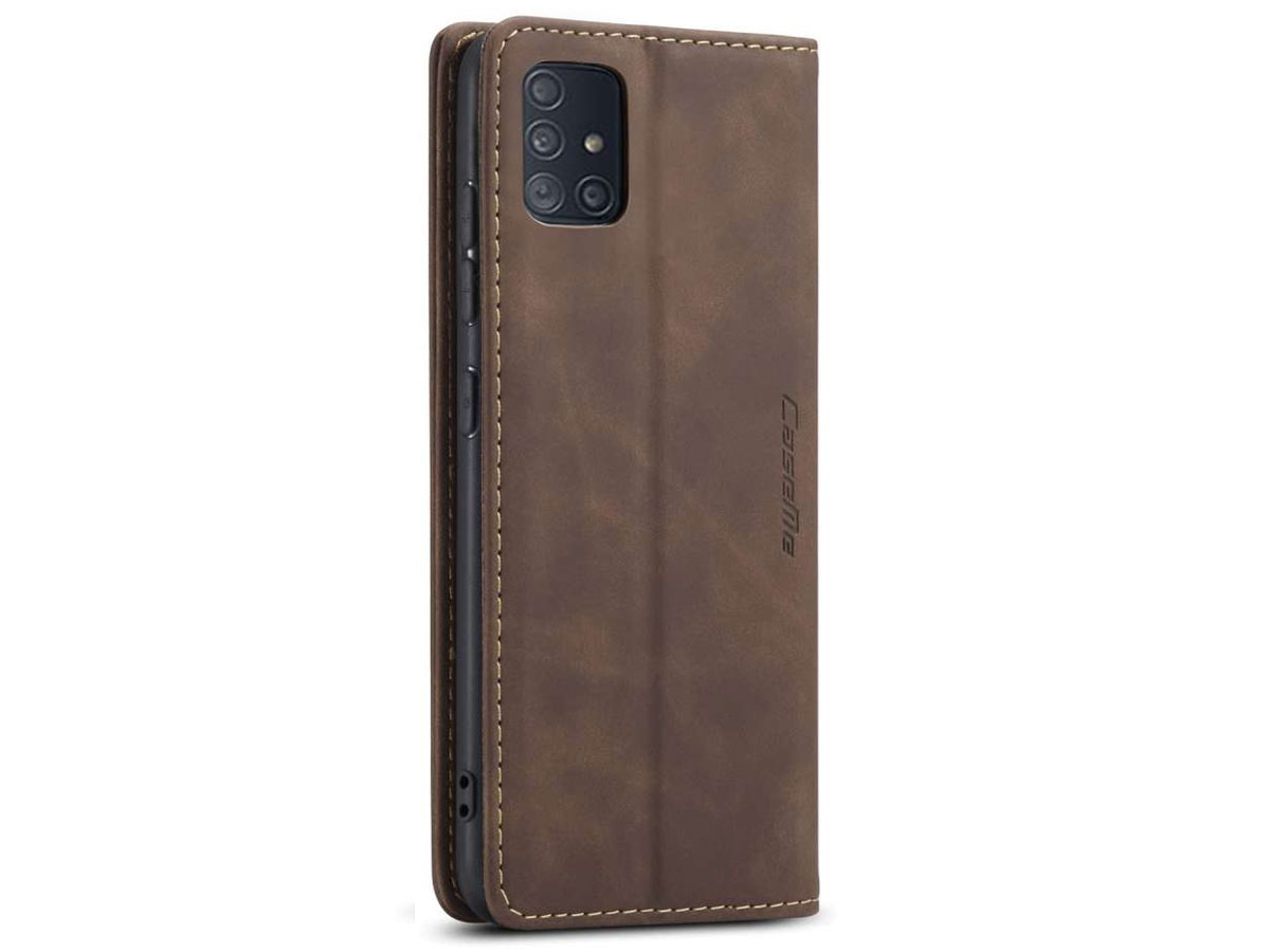 CaseMe Vintage BookCase Bruin - Samsung Galaxy A51 hoesje