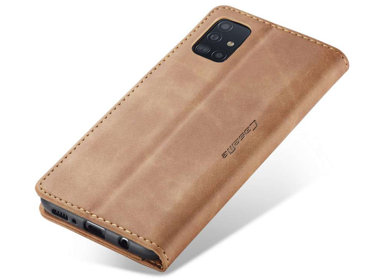 CaseMe Vintage BookCase Tan - Samsung Galaxy A51 hoesje